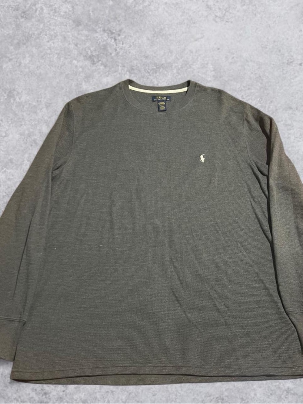 Polo Ralph Lauren Waffleknit Gray Thermal Sweatshirt Mens XL